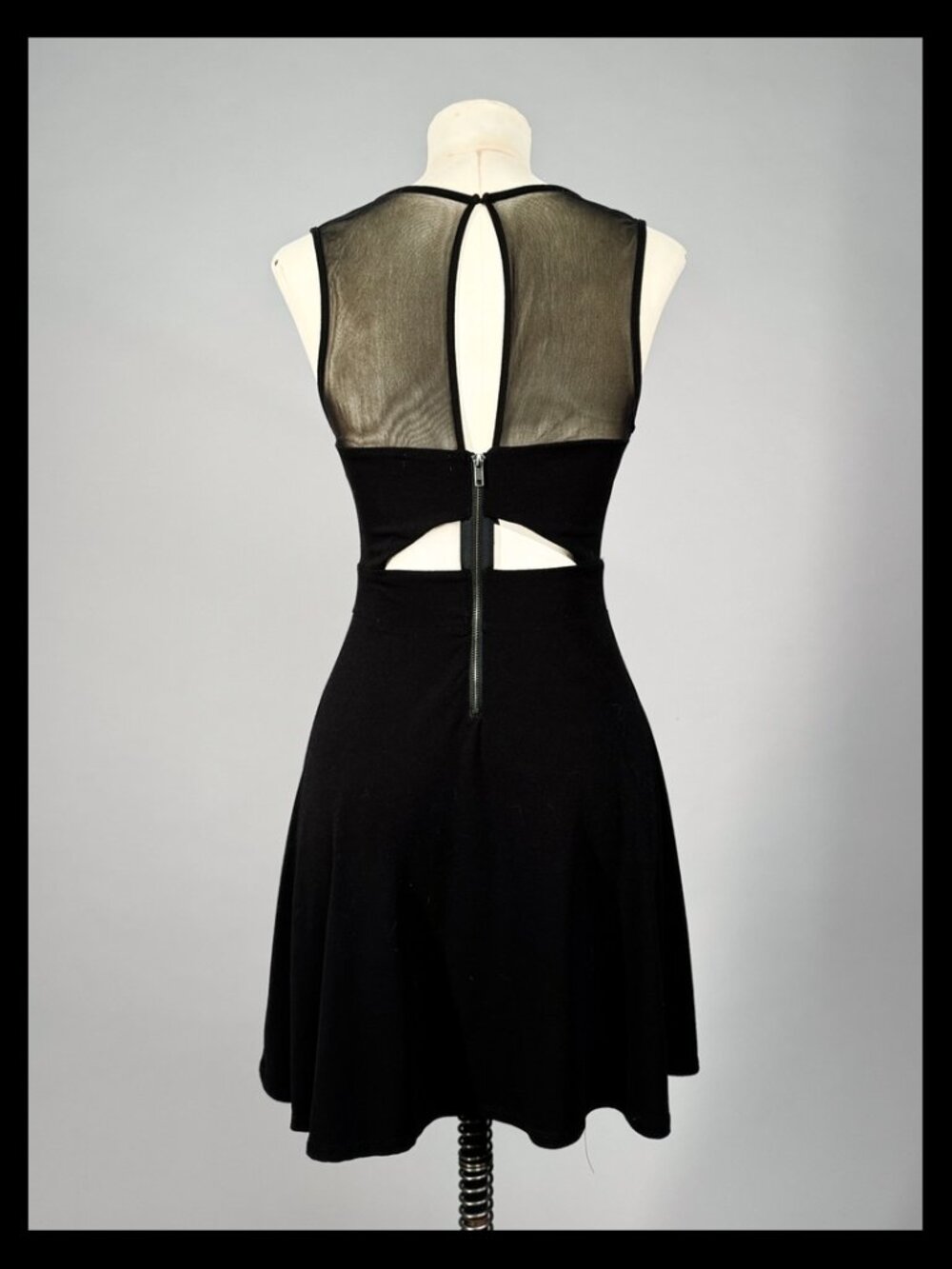 Silence + Noise Black Mesh Cutout Mini Dress Size Medium - Picture 3 of 6
